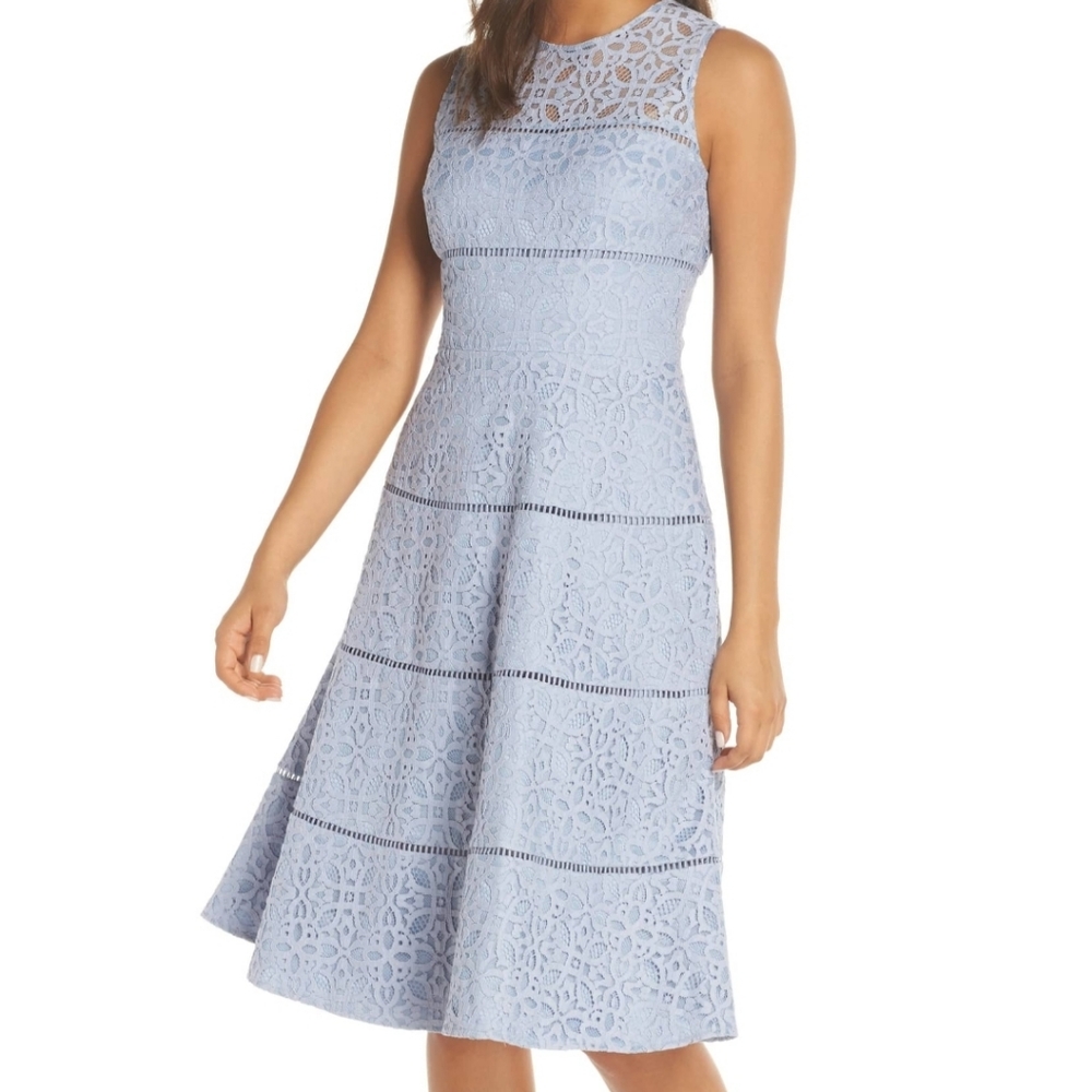 Eliza J Blue Lace Sleeveless Dress